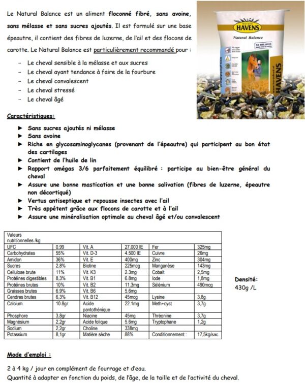 Havens Natural Balance Pferdefutter, 17,5 Kg – Melassefrei, Für Leichtfuttrige & Sensible Pferde